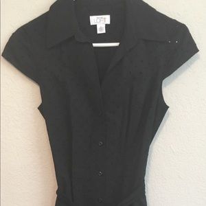 LOFT black, button-down summer dress. Cotton.